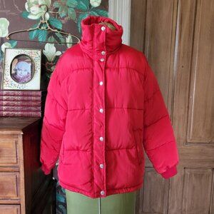 LOVERS & FRIENDS Red Puffer Jacket XS